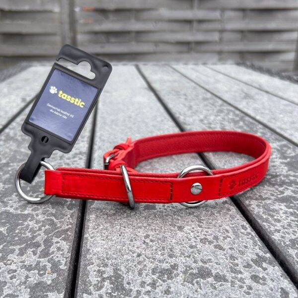 tasstic läderhalsband halvstryp kvalitet läderhalsband hund hundhalsband rött hundhalsband
