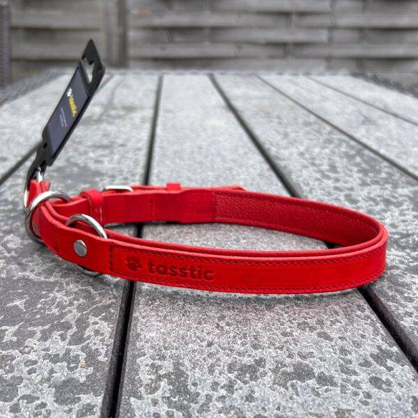 tasstic läderhalsband halvstryp kvalitet läderhalsband hund hundhalsband rött hundhalsband