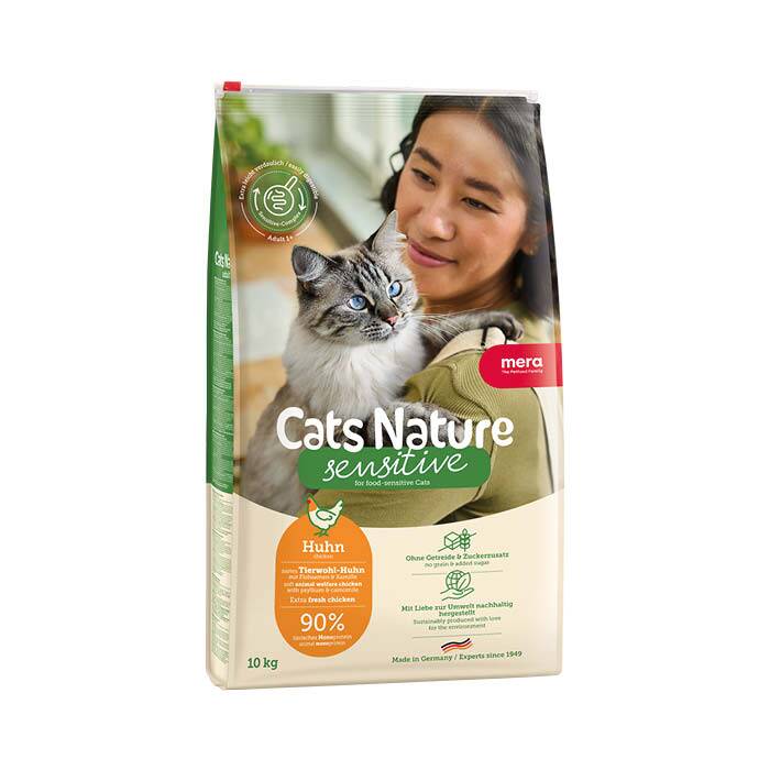10 kg mera cats nature grainfree catfood sensitive chicken, kattmat med en köttråvara